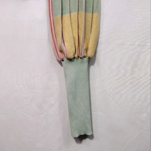 Zara Pleated Knit Crop Top Womens S Green Yellow Square Neck Boho Retro 90s Y2K - Picture 5 of 11